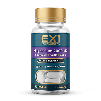 EX1 Magnesium Bisglycinate Chelate, 60 tablet bottle, front label showing 440 mg elemental magnesium